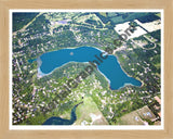 Aerial image of [5689] Dunham Lake in Oakland, MI with Natural Wood frame