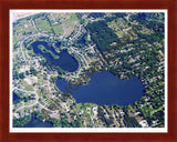 Aerial image of [5699] Woodruff Lake & Charlick Lake in Oakland, MI with Cherry Wood frame