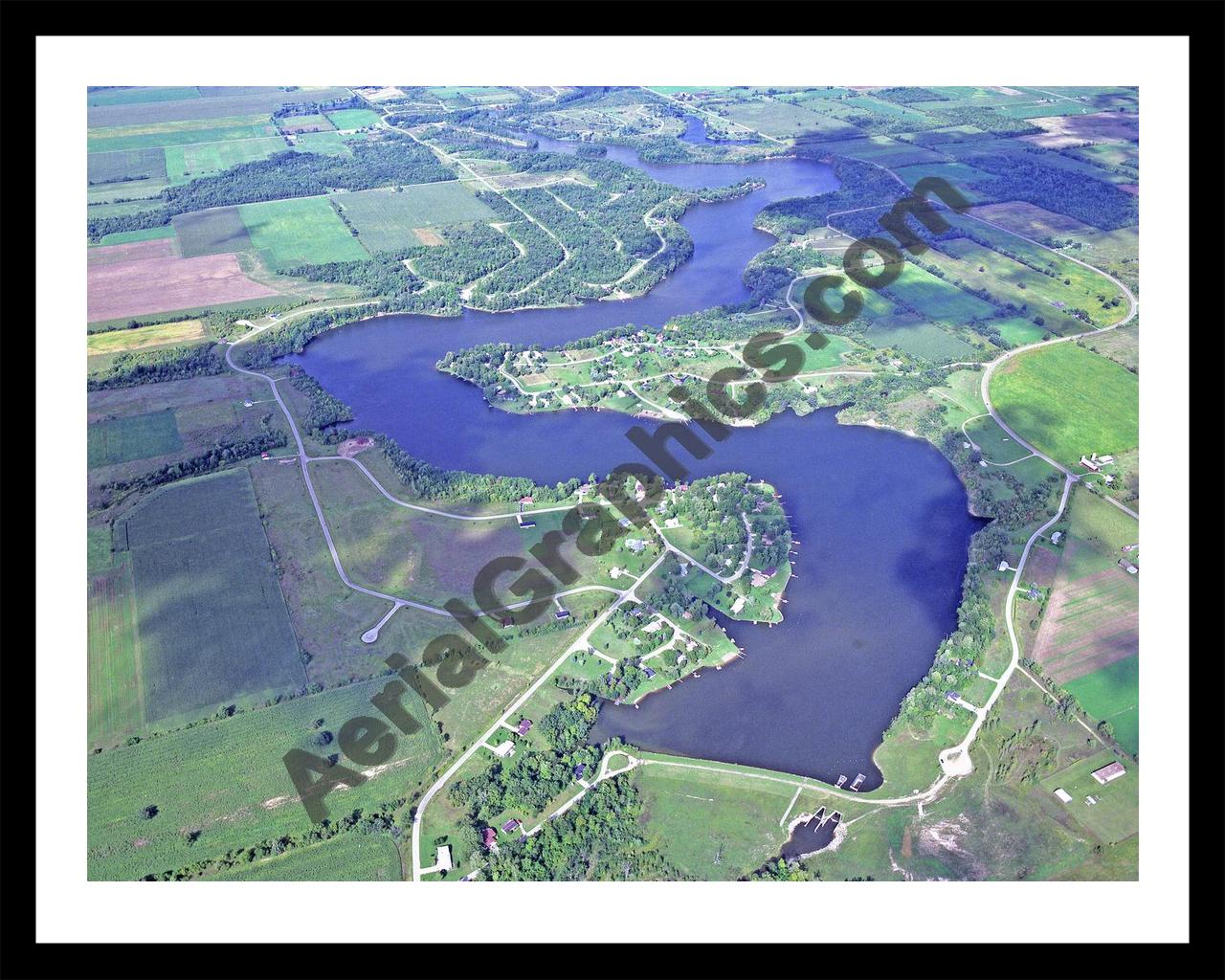 Aerial image of [5702] Rainbow Lake in Gratiot, MI with Black Metal frame