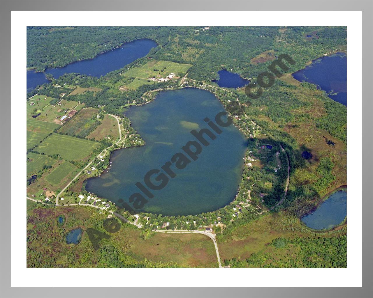 Aerial image of [5704] Cavanaugh Lake in Washtenaw, MI with Silver Metal frame