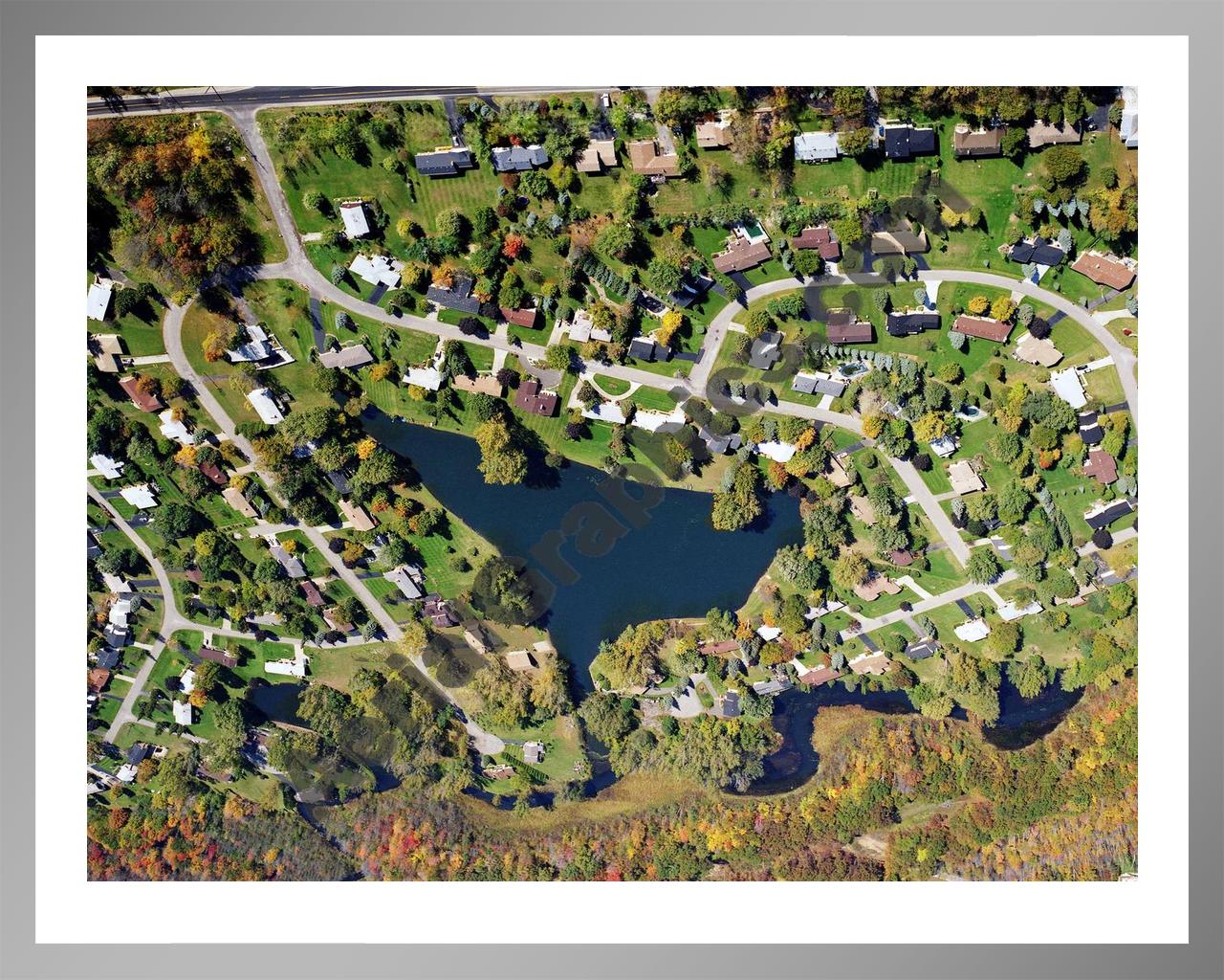 Aerial image of [5705] Allen Lake in Oakland, MI with Silver Metal frame