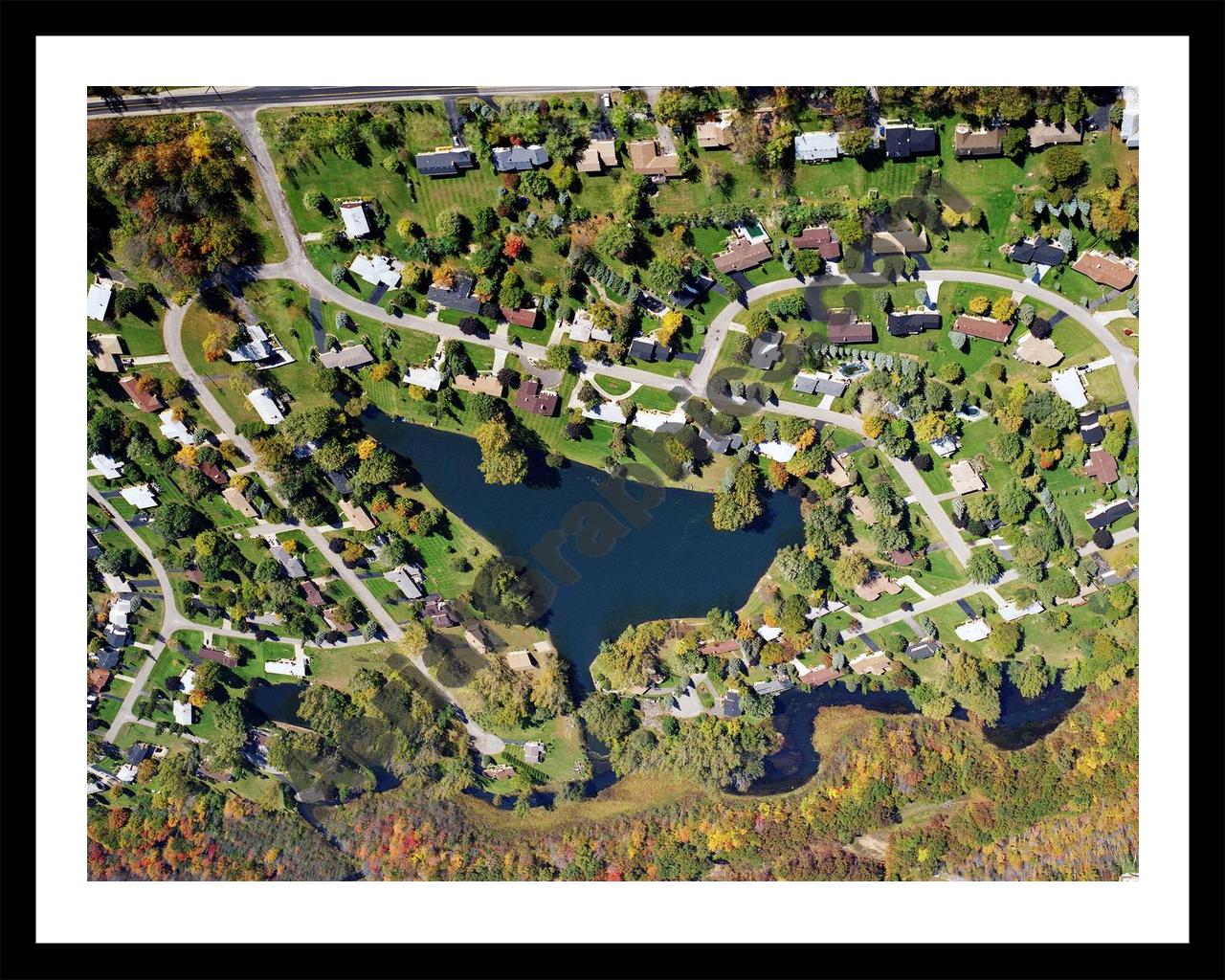 Aerial image of [5705] Allen Lake in Oakland, MI with Black Metal frame