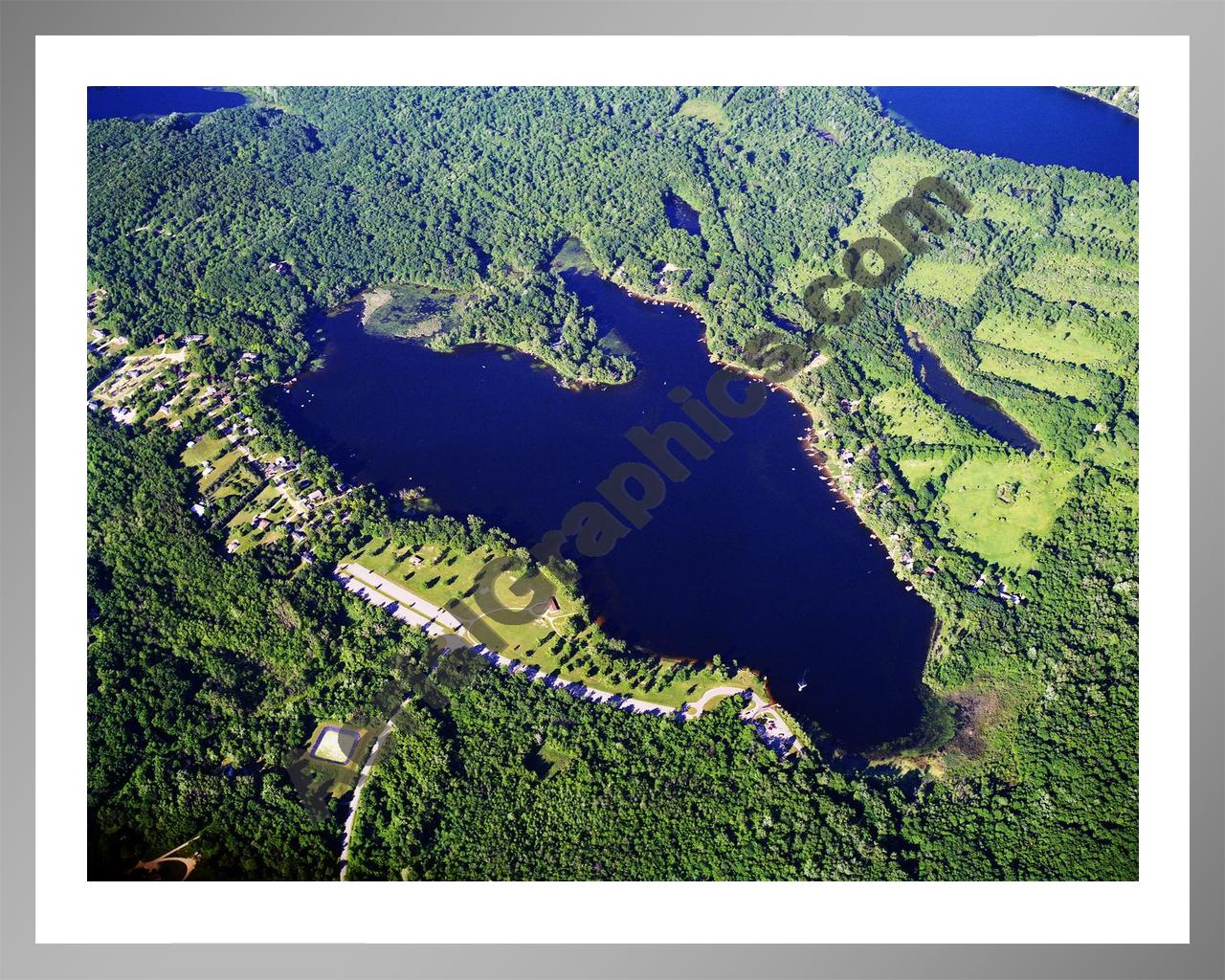 Aerial image of [5707] Big Fish Lake in Oakland, Mi with Silver Metal frame