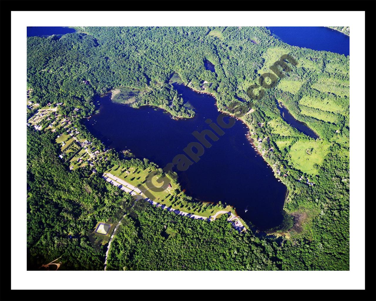 Aerial image of [5707] Big Fish Lake in Oakland, Mi with Black Metal frame