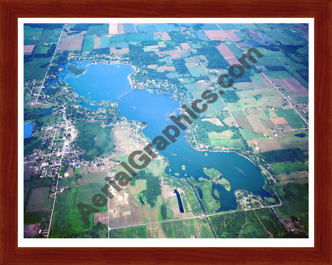 Aerial image of [5709] Big Turkey Lake in Lagrange/Steuban, Mi with Cherry Wood frame