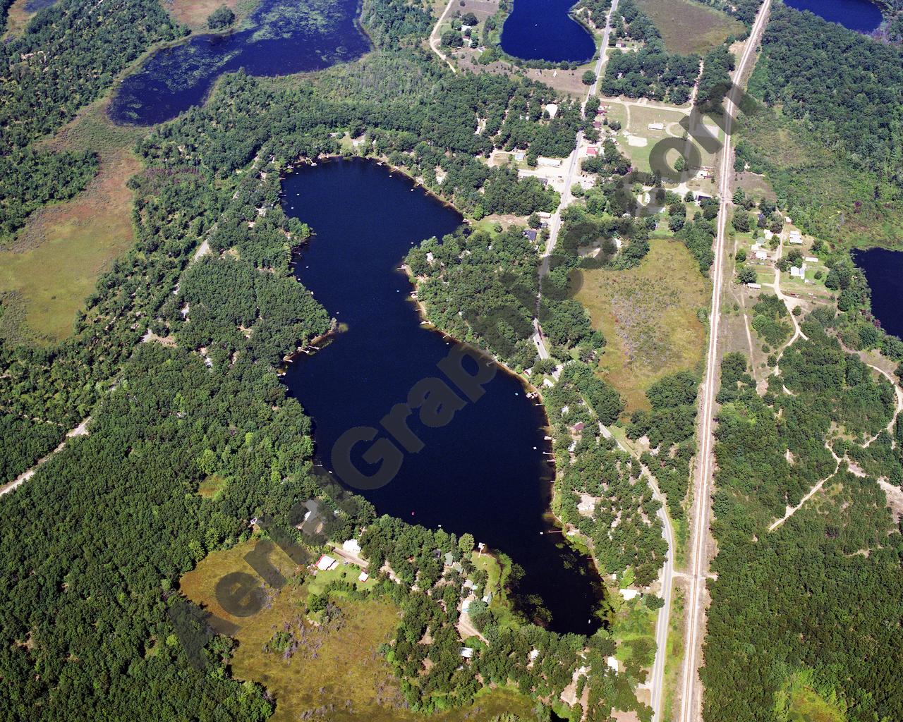 Aerial image of [5711] Bitely Lake in Newaygo, MI with Canvas Wrap frame