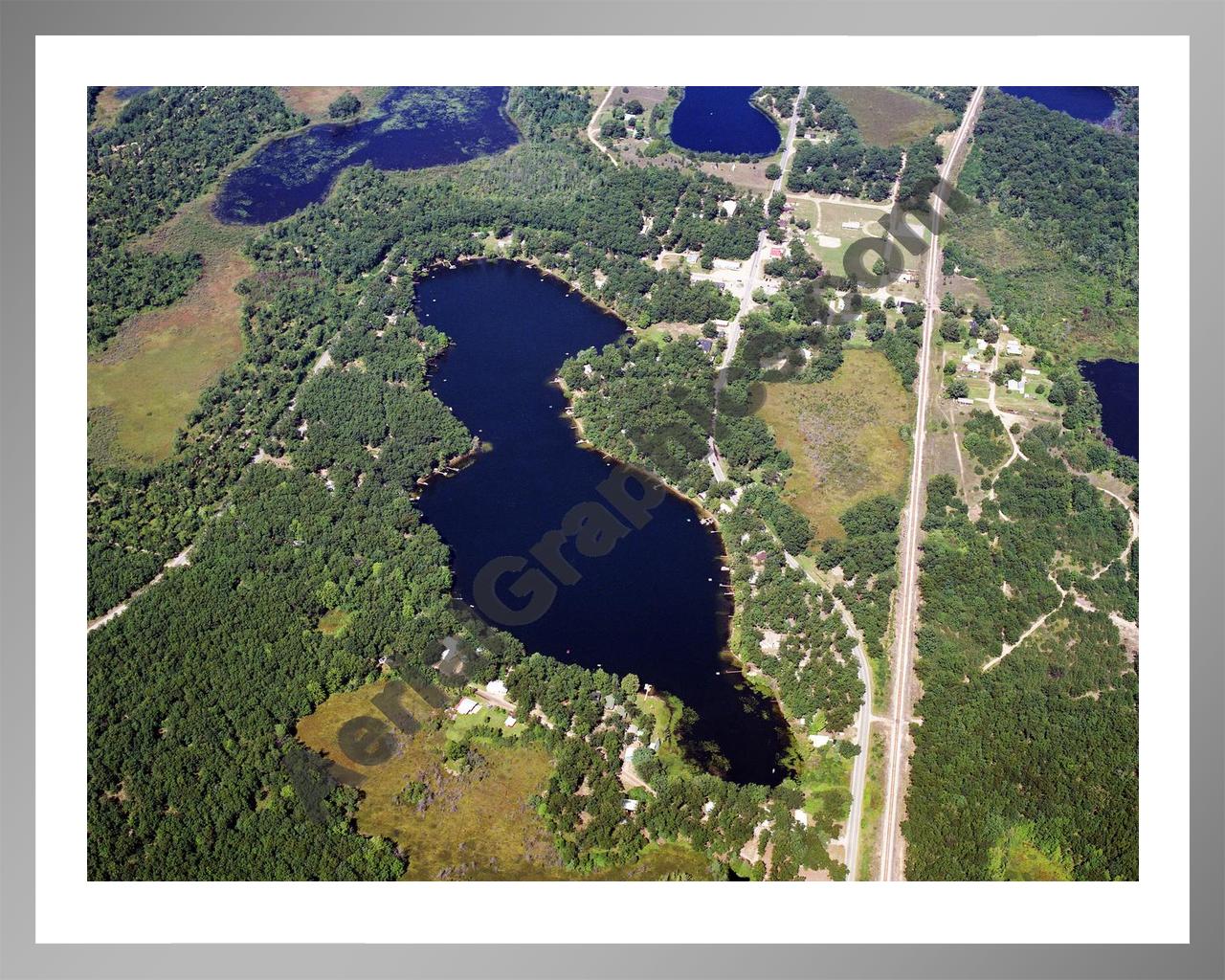 Aerial image of [5711] Bitely Lake in Newaygo, MI with Silver Metal frame