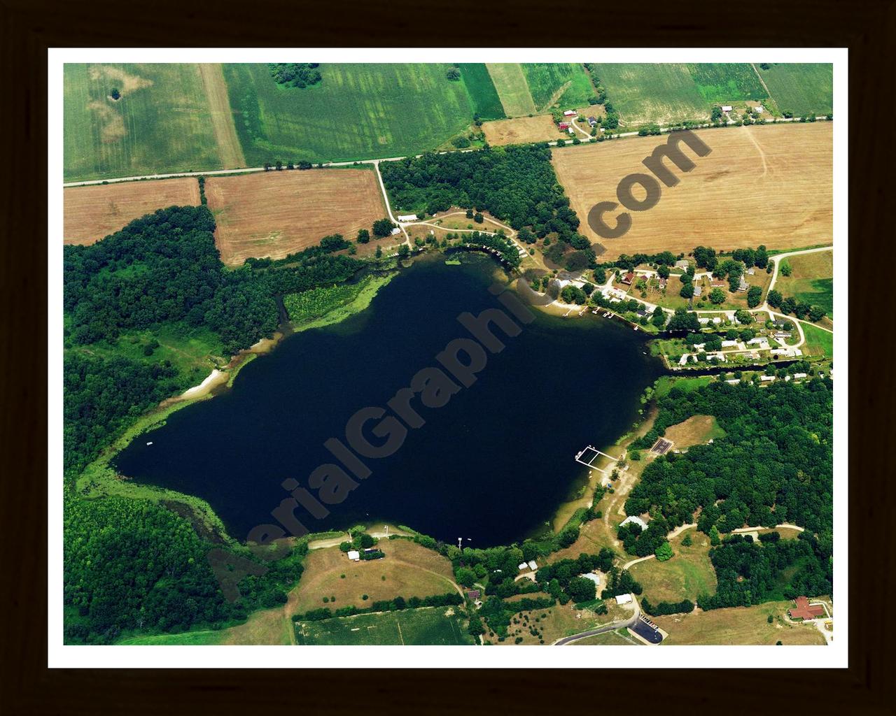 Aerial image of [5712] Blackman Lake in LaGrange, MI with Black Wood frame