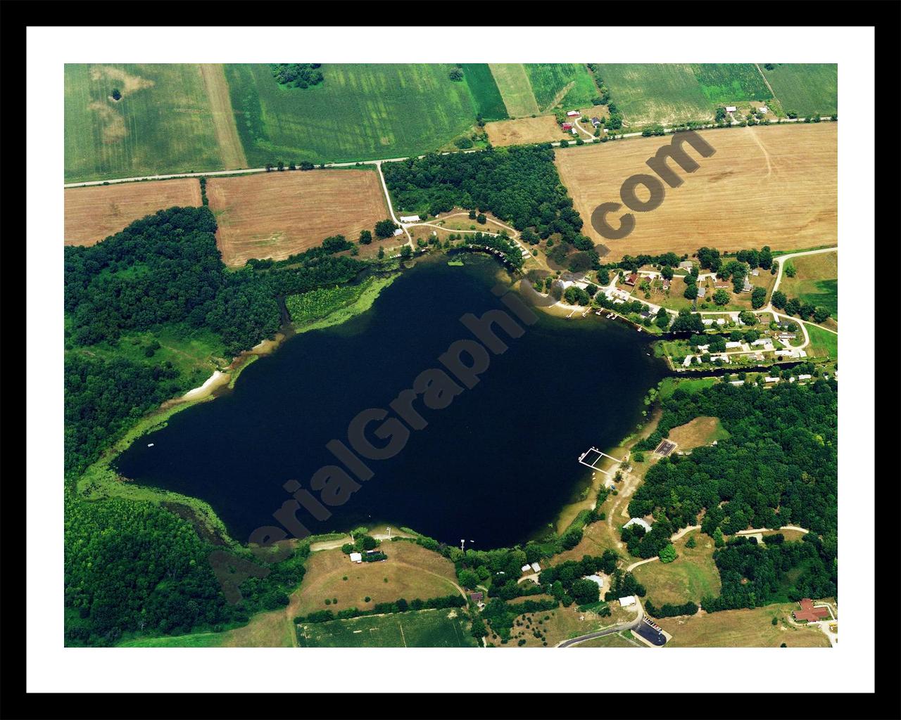 Aerial image of [5712] Blackman Lake in LaGrange, MI with Black Metal frame