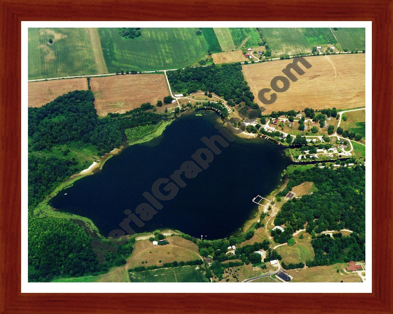 Aerial image of [5712] Blackman Lake in LaGrange, MI with Cherry Wood frame