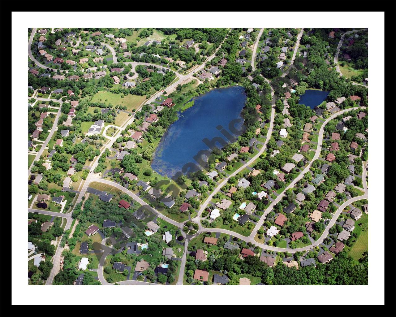 Aerial image of [5713] Bloomfield Lake in Oakland, MI with Black Metal frame