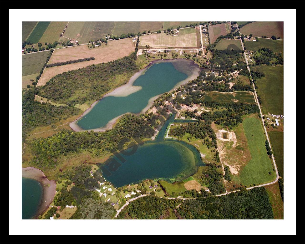 Aerial image of [5714] Blossom Lake & Dane Lake in Branch, Mi with Black Metal frame