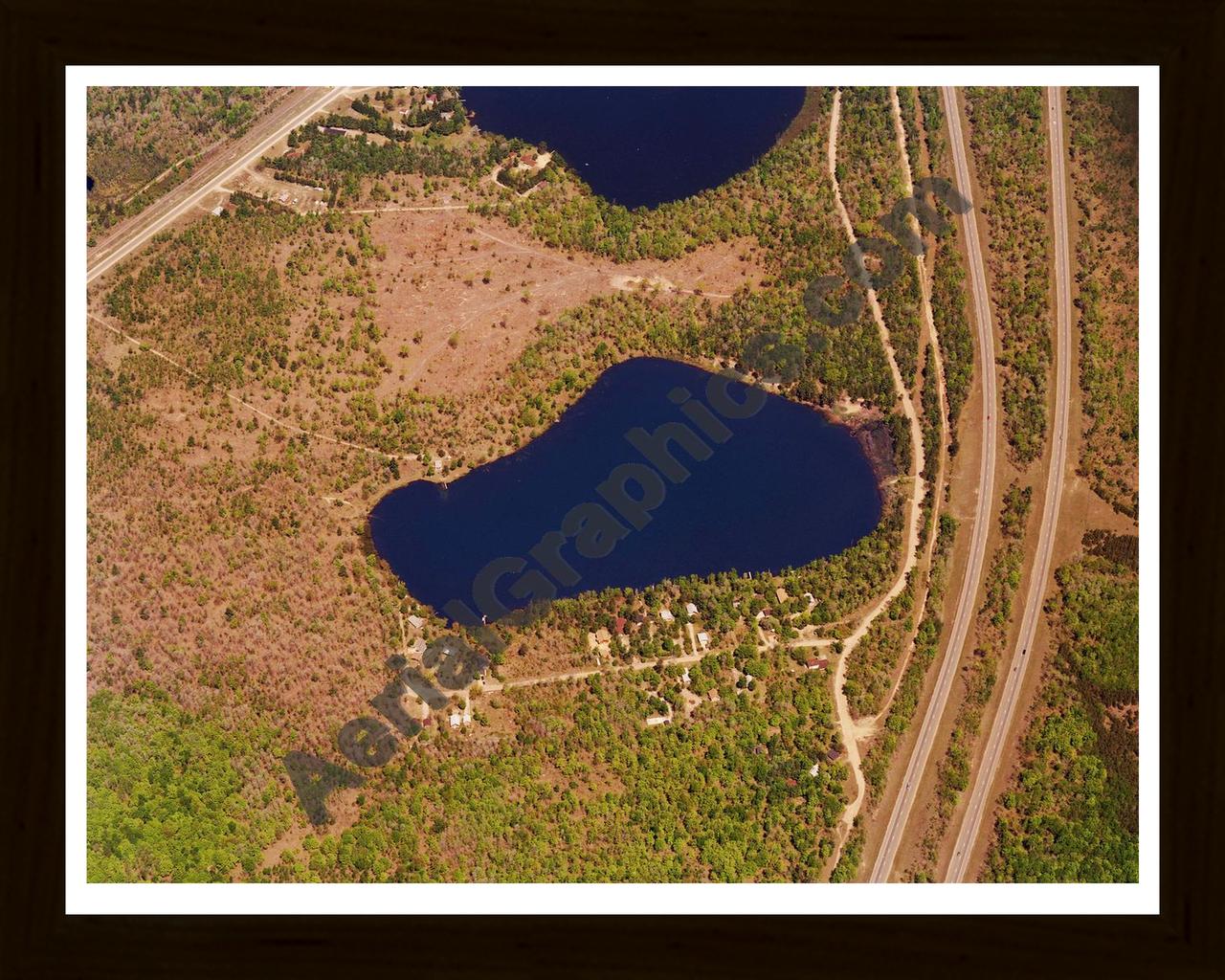 Aerial image of [5716] Blue Gill Lake in Crawford, Mi with Black Wood frame