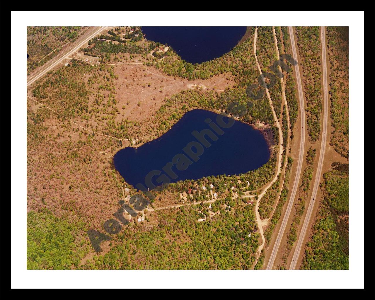 Aerial image of [5716] Blue Gill Lake in Crawford, Mi with Black Metal frame