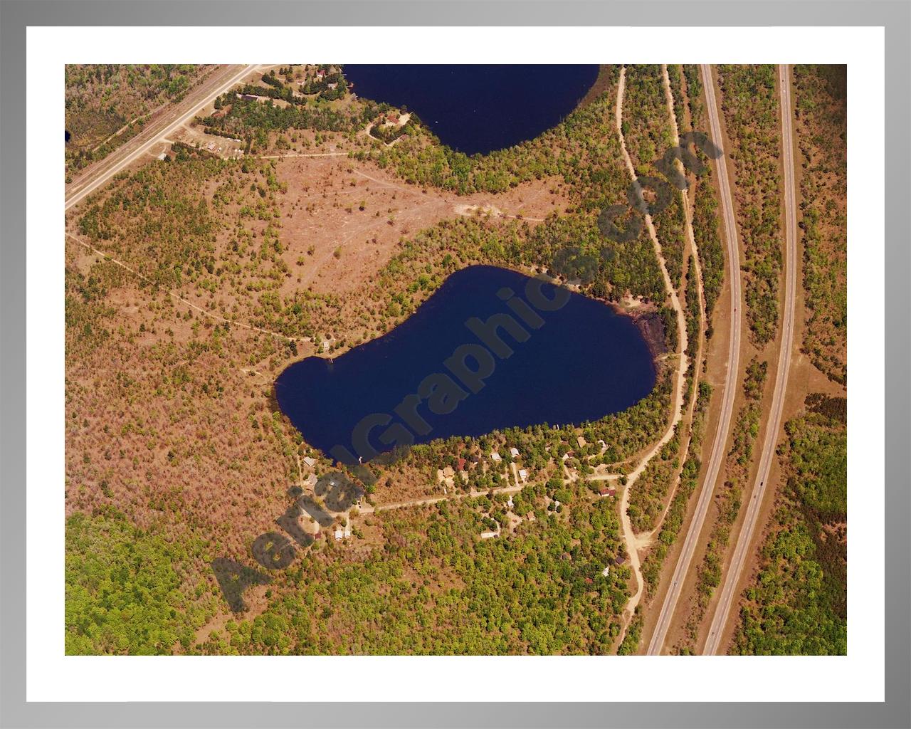 Aerial image of [5716] Blue Gill Lake in Crawford, Mi with Silver Metal frame