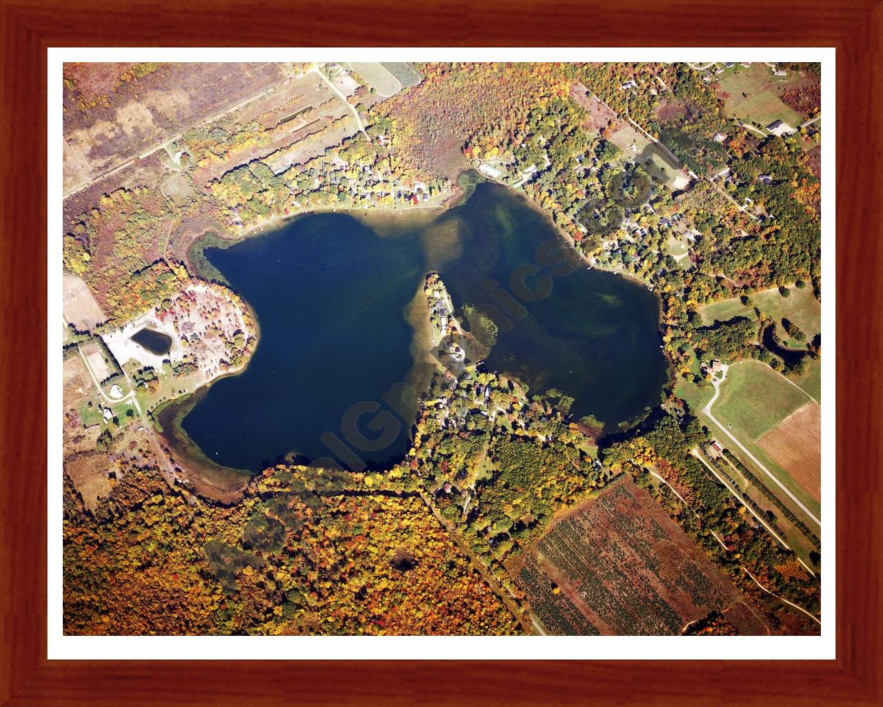 Aerial image of [5720] Brownwood Lake in Van Buren, MI with Cherry Wood frame