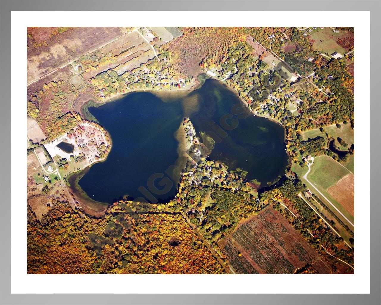 Aerial image of [5720] Brownwood Lake in Van Buren, MI with Silver Metal frame