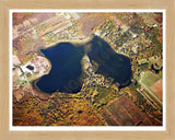 Aerial image of [5720] Brownwood Lake in Van Buren, MI with Natural Wood frame