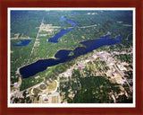 Aerial image of [5722] Budd Lake in Clare, MI with Cherry Wood frame