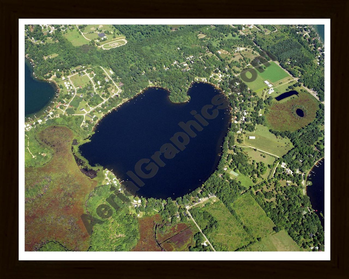 Aerial image of [5726] Cable Lake in Cass, MI with Black Wood frame