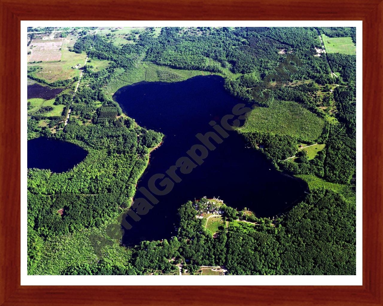 Aerial image of [5727] Campbell Lake in Oceana, MI with Cherry Wood frame