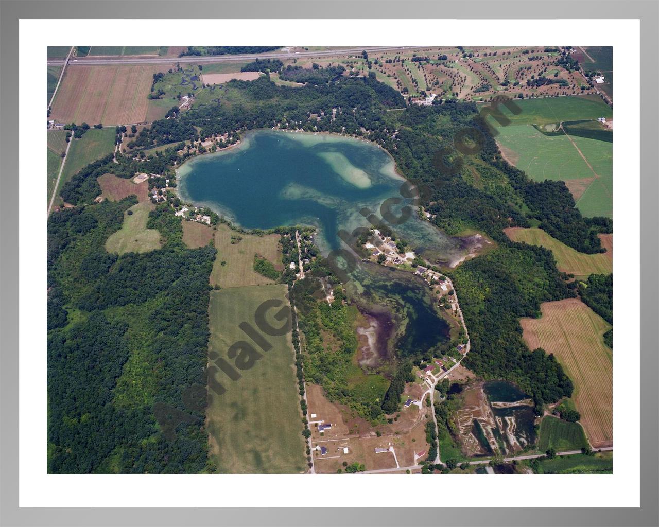 Aerial image of [5730] Cedar Lake in LaGrange, MI with Silver Metal frame