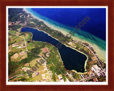 Aerial image of [5731] Cedar Lake in Leelanau, MI with Cherry Wood frame