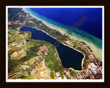 Aerial image of [5731] Cedar Lake in Leelanau, MI with Black Wood frame