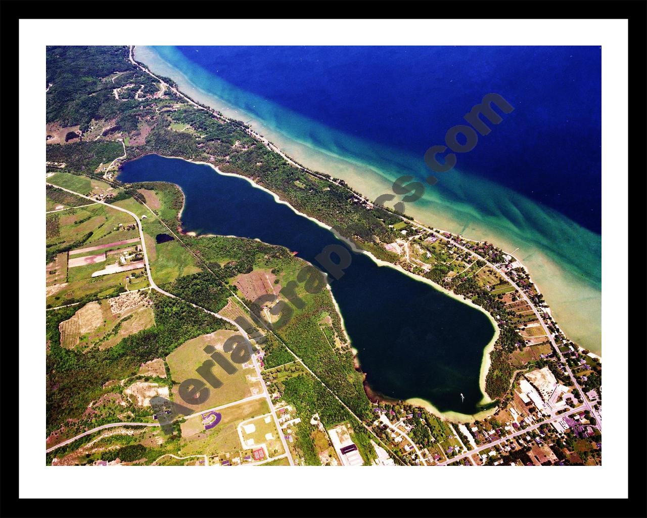 Aerial image of [5731] Cedar Lake in Leelanau, MI with Black Metal frame