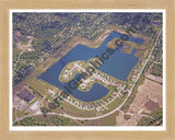 Aerial image of [5733] Clear Spring Lake in Macomb, MI with Natural Wood frame