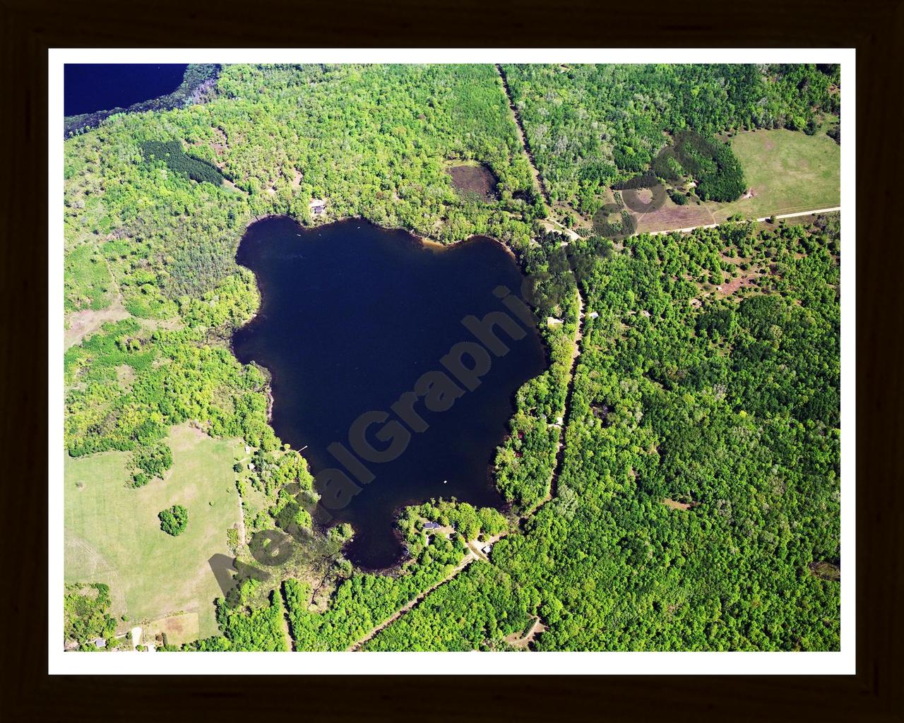 Aerial image of [5734] Clear Lake in Clare, MI with Black Wood frame