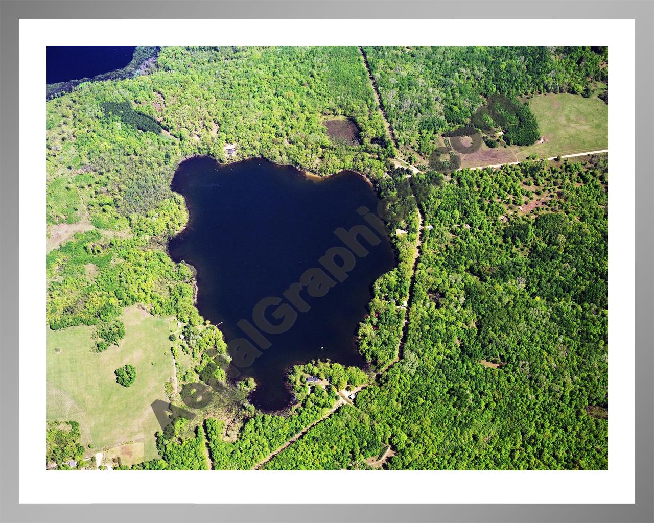 Aerial image of [5734] Clear Lake in Clare, MI with Silver Metal frame