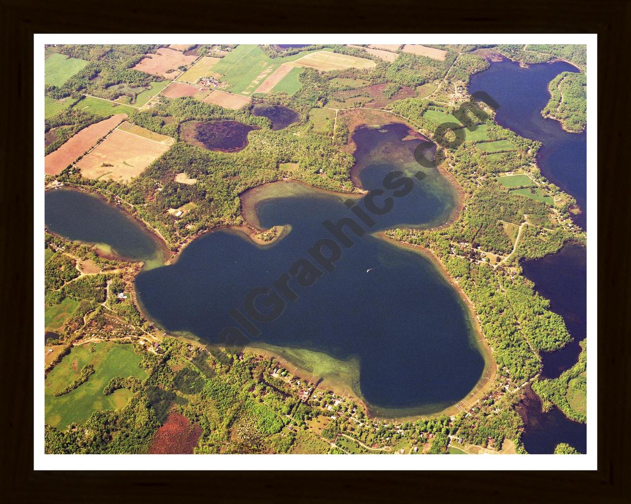 Aerial image of [5735] Corey Lake in St Joseph, MI with Black Wood frame