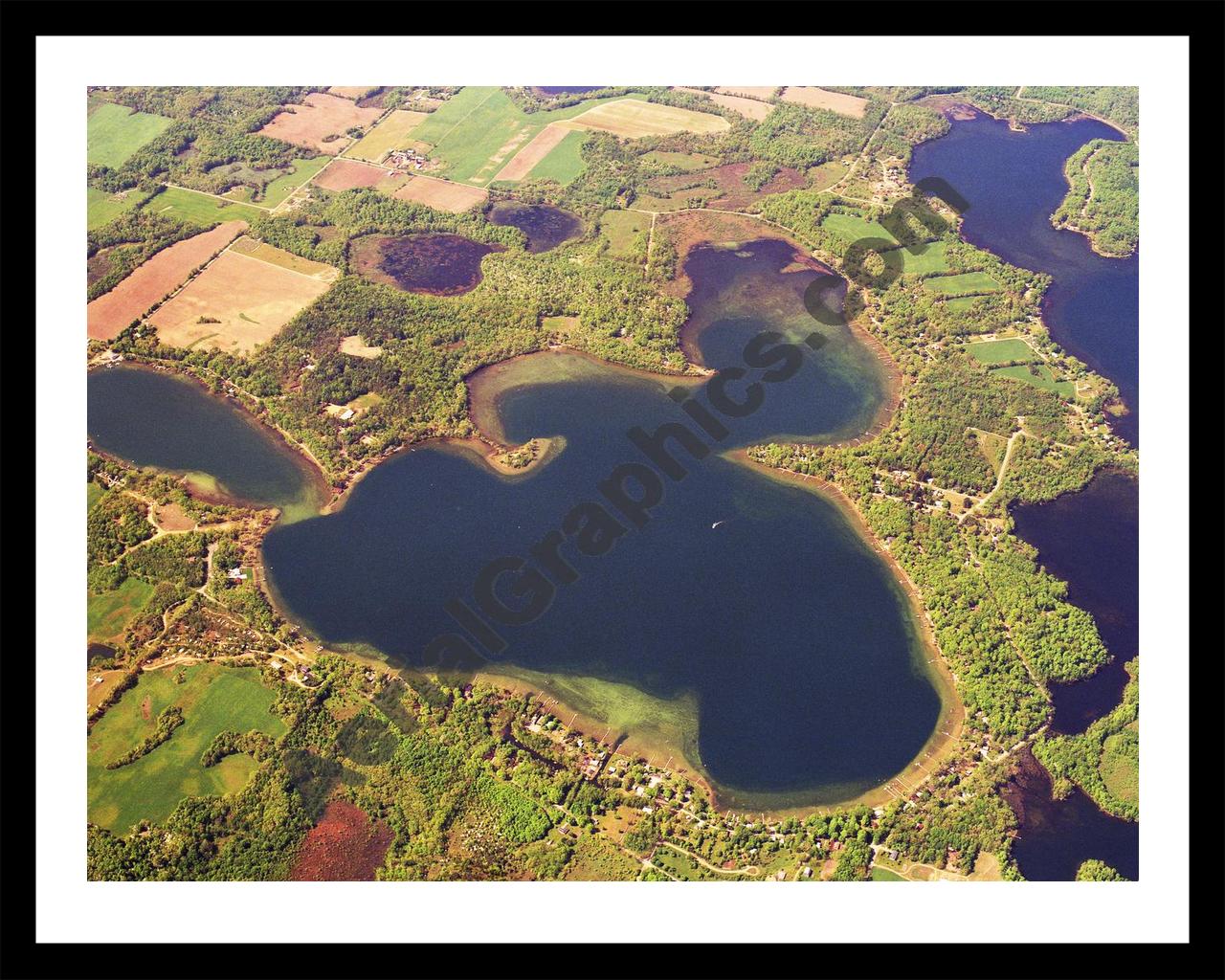 Aerial image of [5735] Corey Lake in St Joseph, MI with Black Metal frame