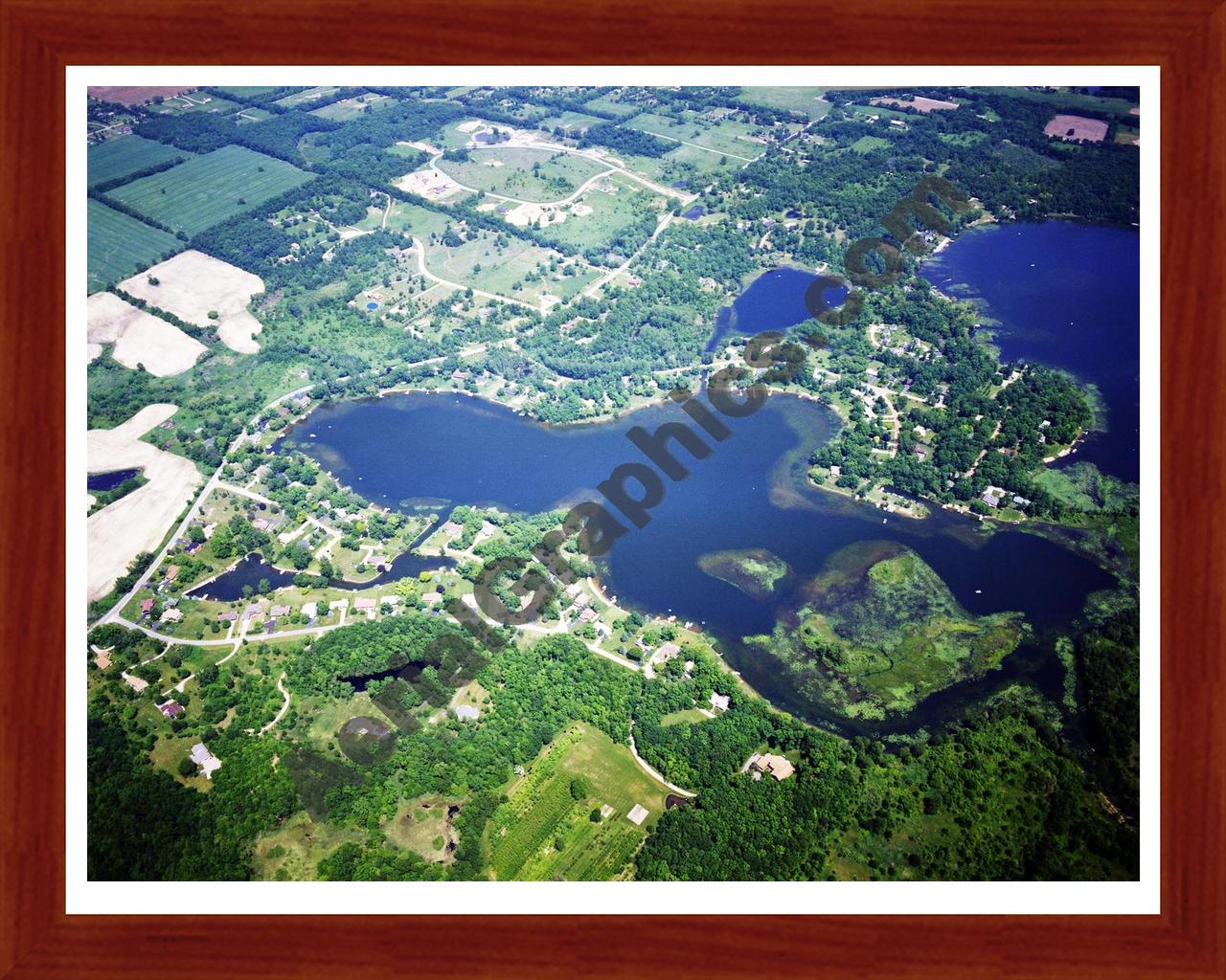 Aerial image of [5737] Coon Lake in Livingston, MI with Cherry Wood frame