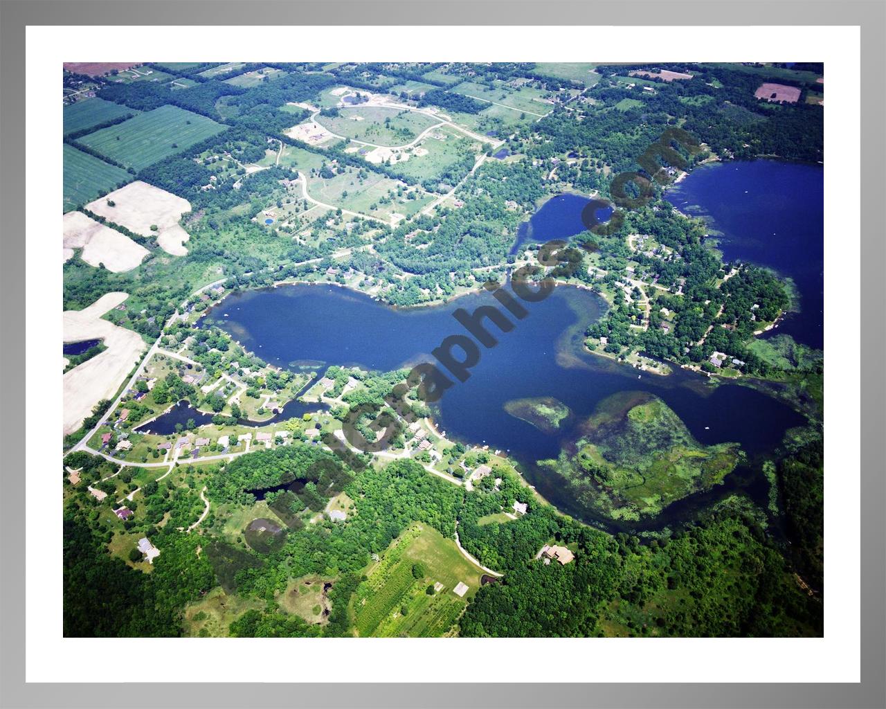 Aerial image of [5737] Coon Lake in Livingston, MI with Silver Metal frame