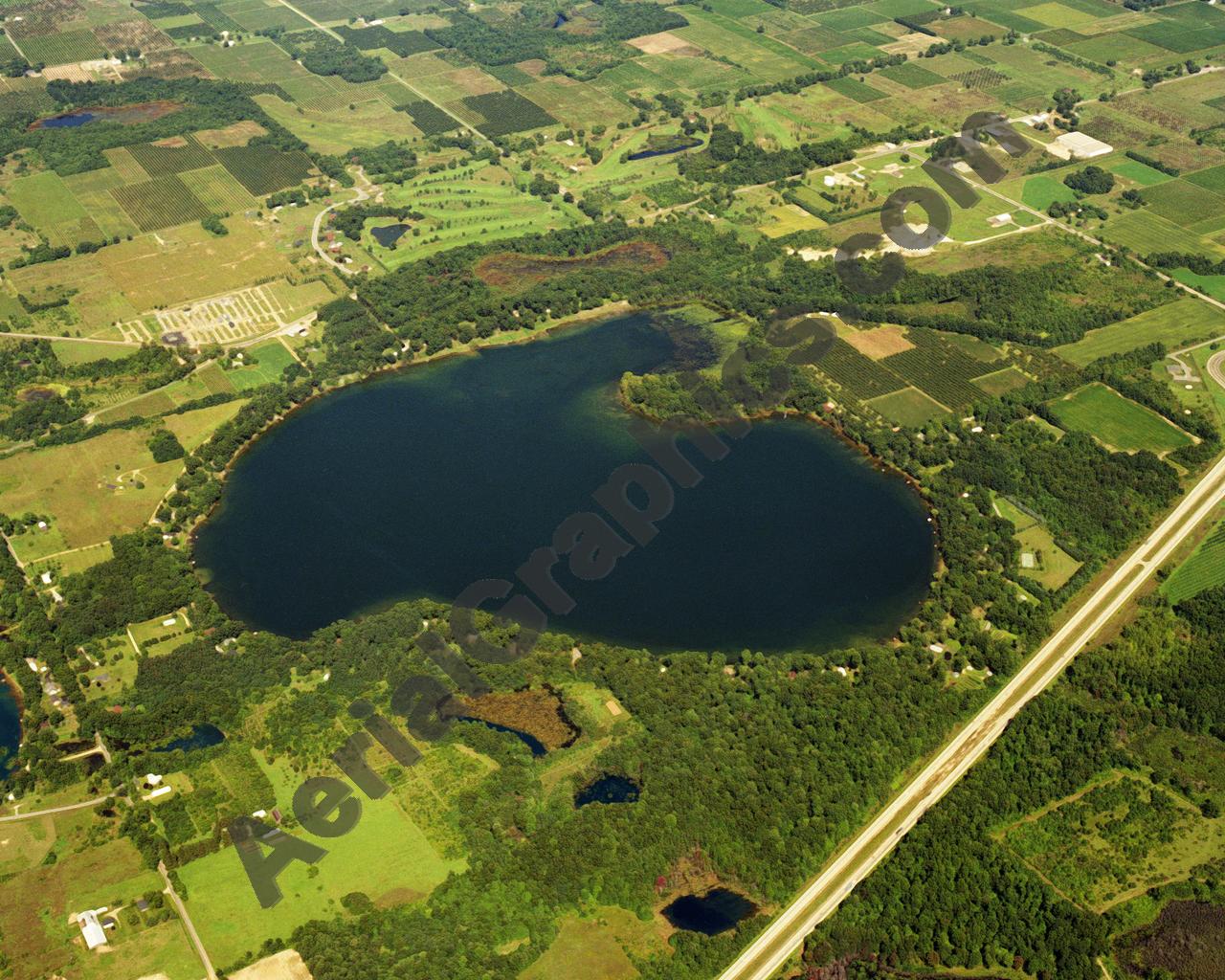 Aerial image of [5738] Lake Cora in Van Buren, MI with Canvas Wrap frame