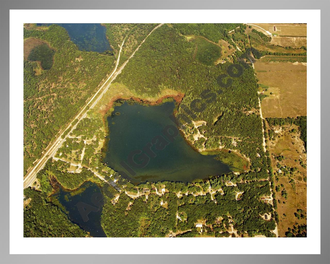 Aerial image of [5739] Crocker Lake in Muskegon, MI with Silver Metal frame