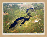 Aerial image of [5743] Crooked Lake in Montmorency, MI with Natural Wood frame