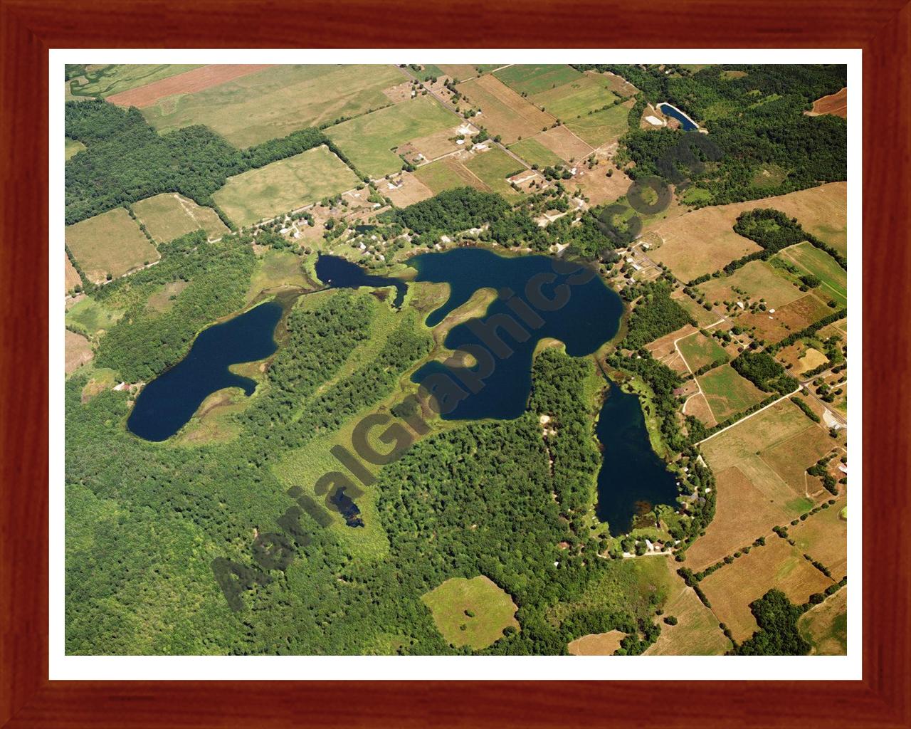 Aerial image of [5744] Cub Lake in Hillsdale, MI with Cherry Wood frame