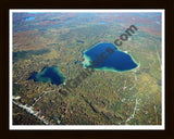 Aerial image of [5745] Cub Lake and Bear Lake in Kalkaska, MI with Black Wood frame