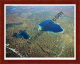 Aerial image of [5745] Cub Lake and Bear Lake in Kalkaska, MI with Cherry Wood frame