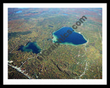 Aerial image of [5745] Cub Lake and Bear Lake in Kalkaska, MI with Black Metal frame