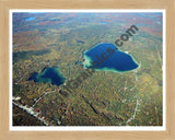 Aerial image of [5745] Cub Lake and Bear Lake in Kalkaska, MI with Natural Wood frame