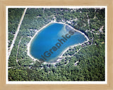 Aerial image of [5748] Devereaux Lake in Cheboygan, MI with Natural Wood frame