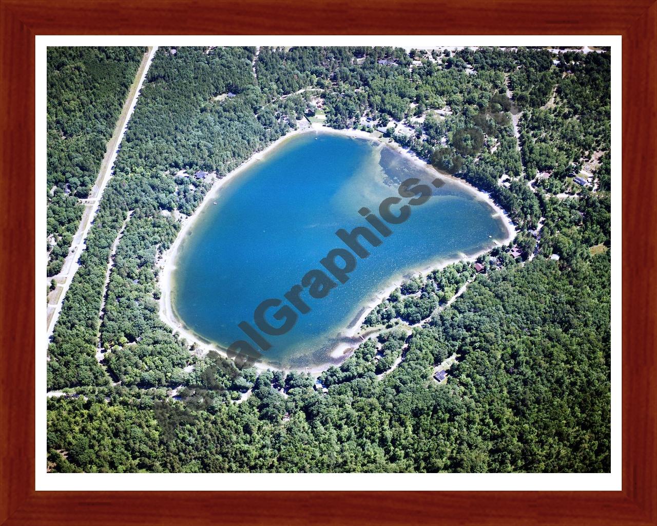 Aerial image of [5748] Devereaux Lake in Cheboygan, MI with Cherry Wood frame