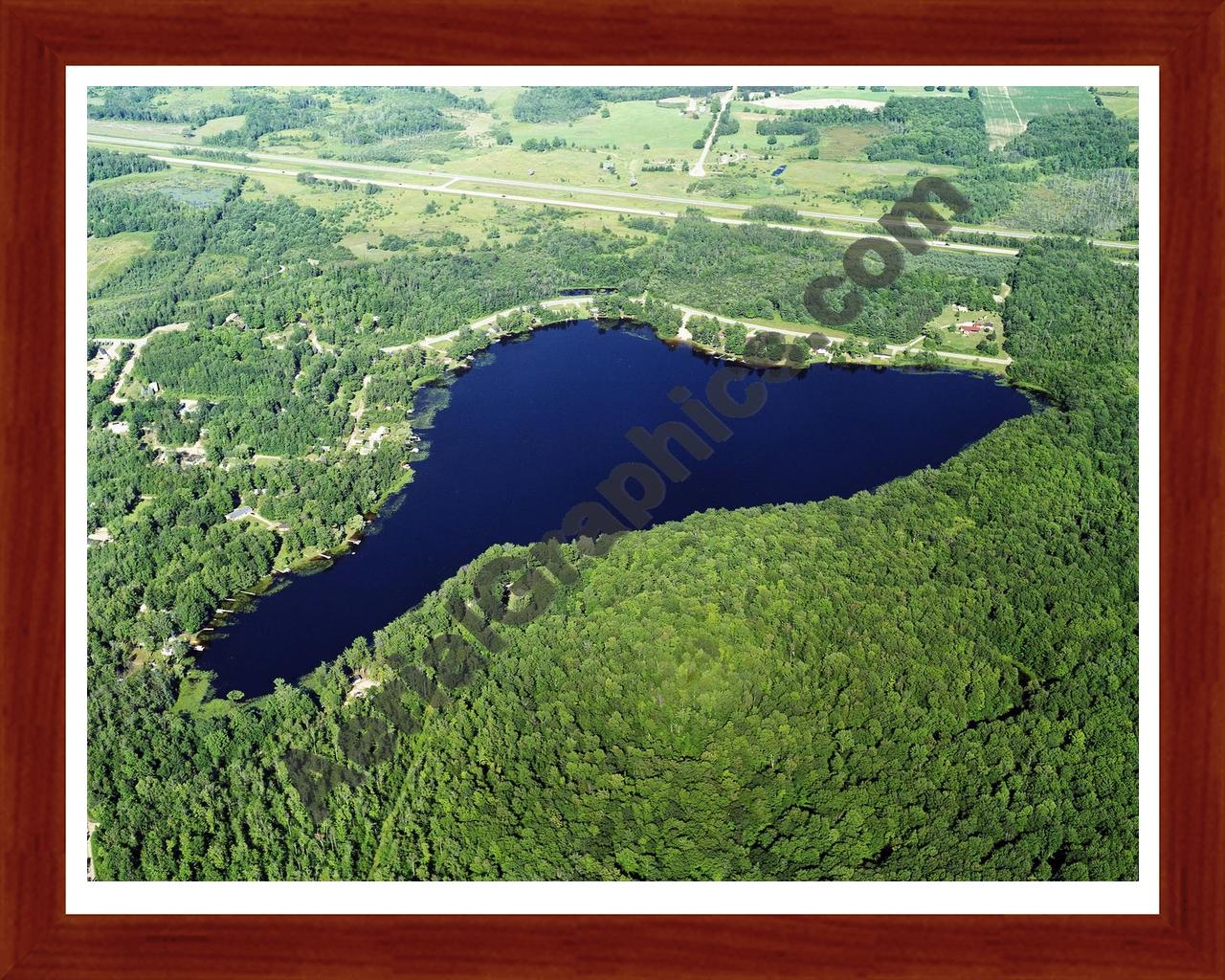 Aerial image of [5750] Diamond Lake in Osceola, MI with Cherry Wood frame