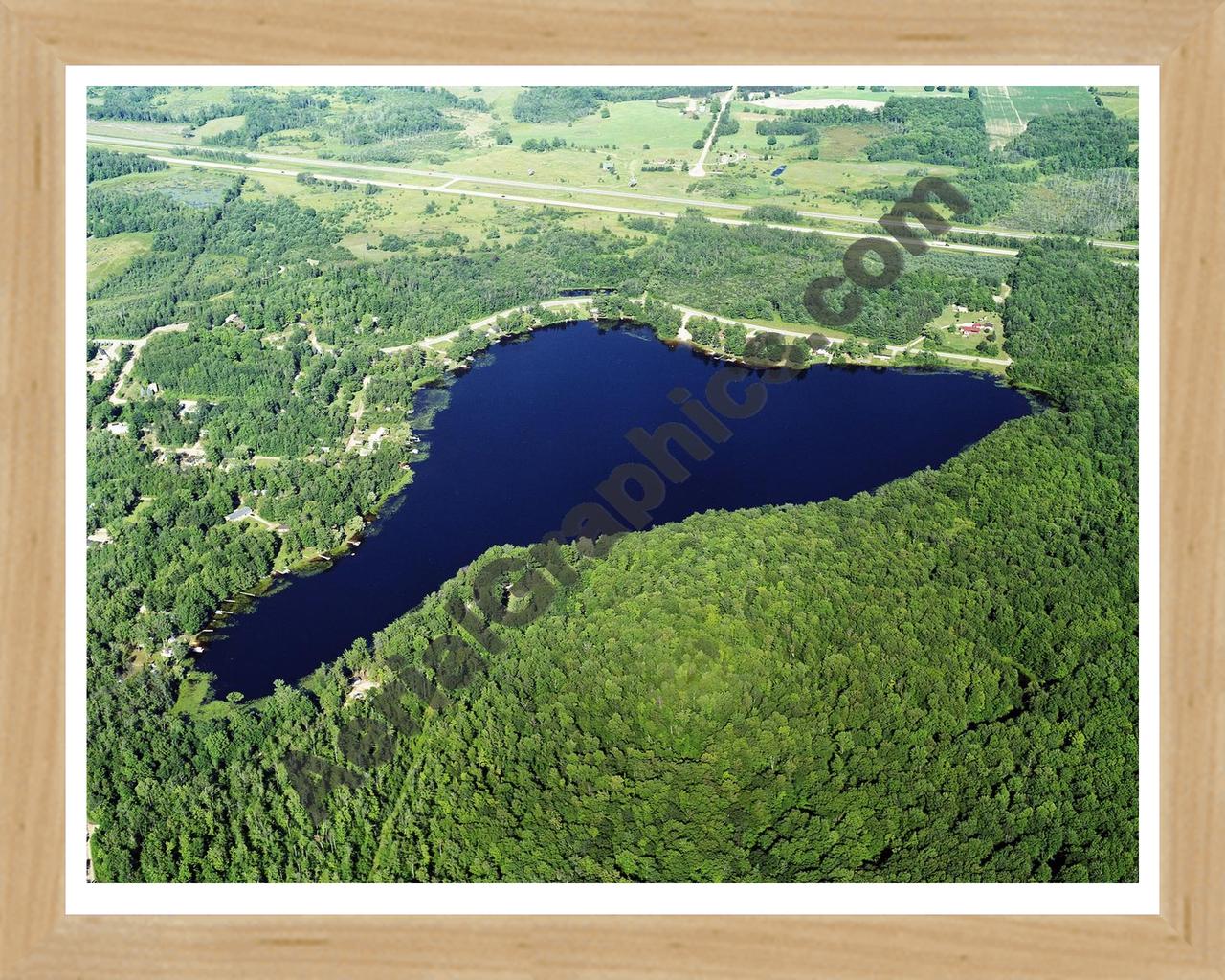 Aerial image of [5750] Diamond Lake in Osceola, MI with Natural Wood frame