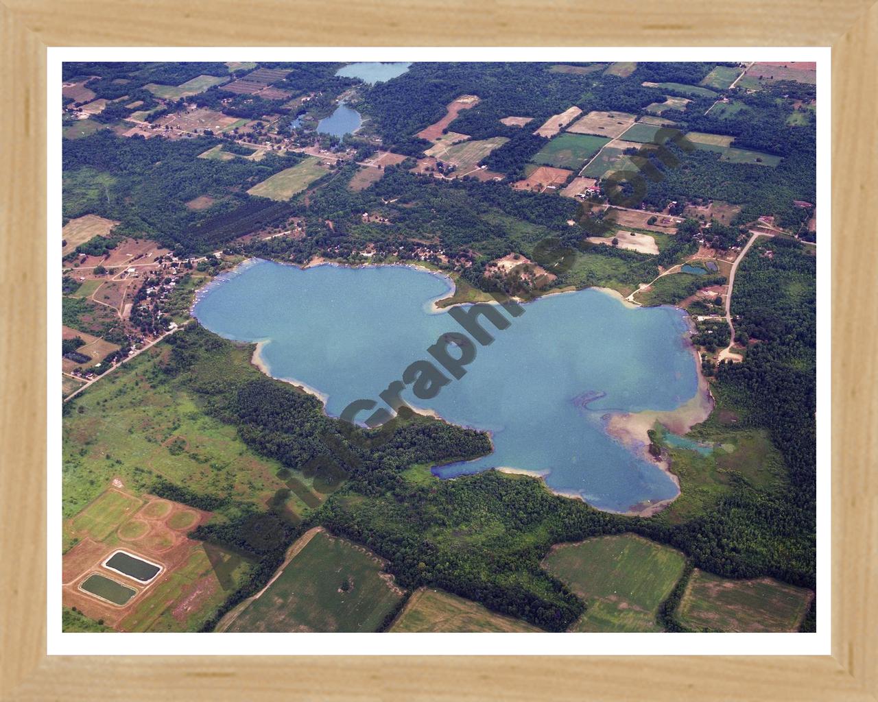 Aerial image of [5754] Dumont Lake in Allegan, MI with Natural Wood frame