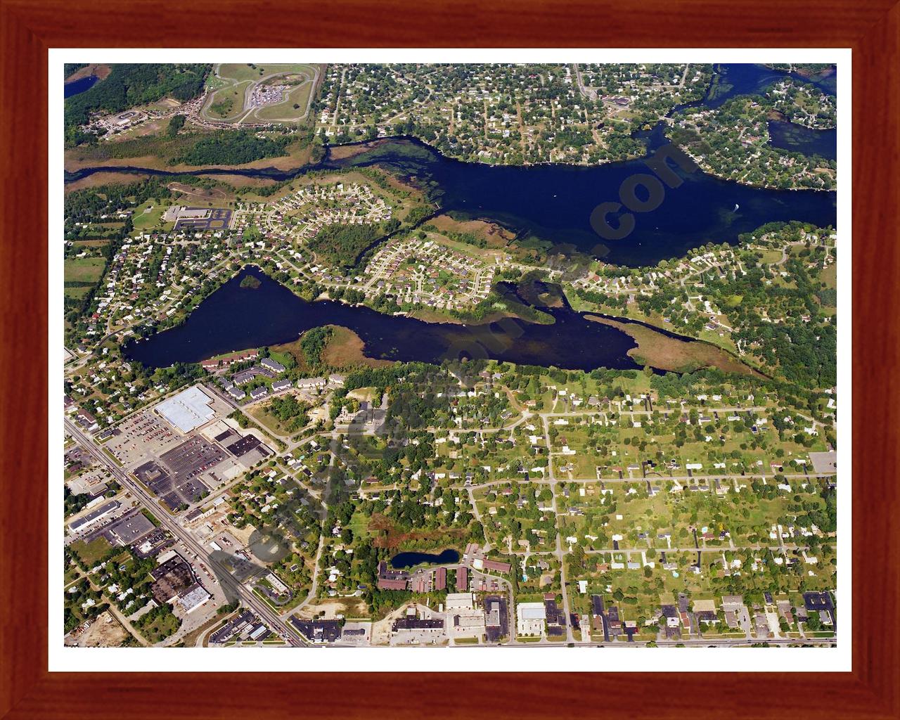 Aerial image of [5755] Eagle Lake in Oakland, MI with Cherry Wood frame